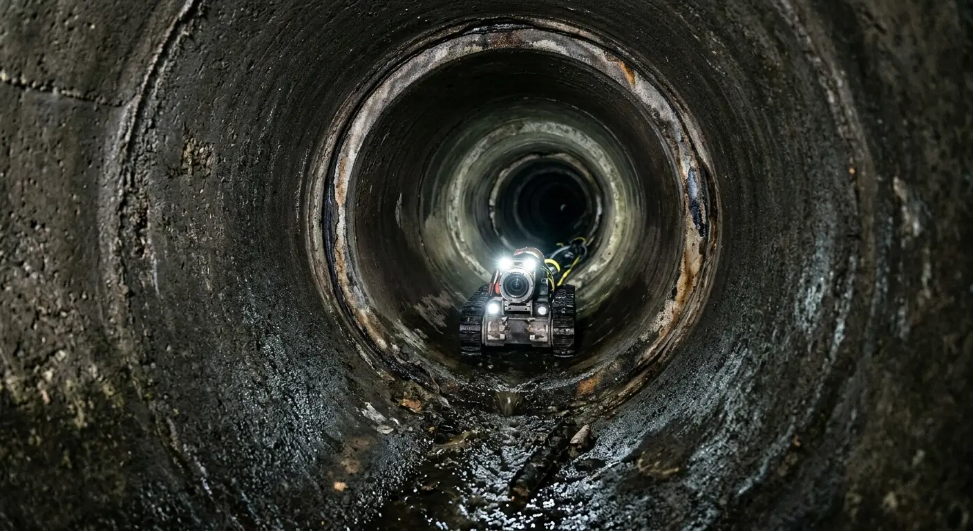 Robotic sewer camera inspecting pipe interior for Drain Snake Service in Leesburg